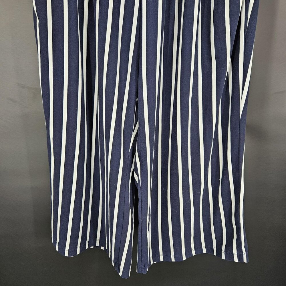 Jumpsuit Junior Large Navy White Stripe Strapless Capri Pockets Nautical Coastal - Picture 4 of 16